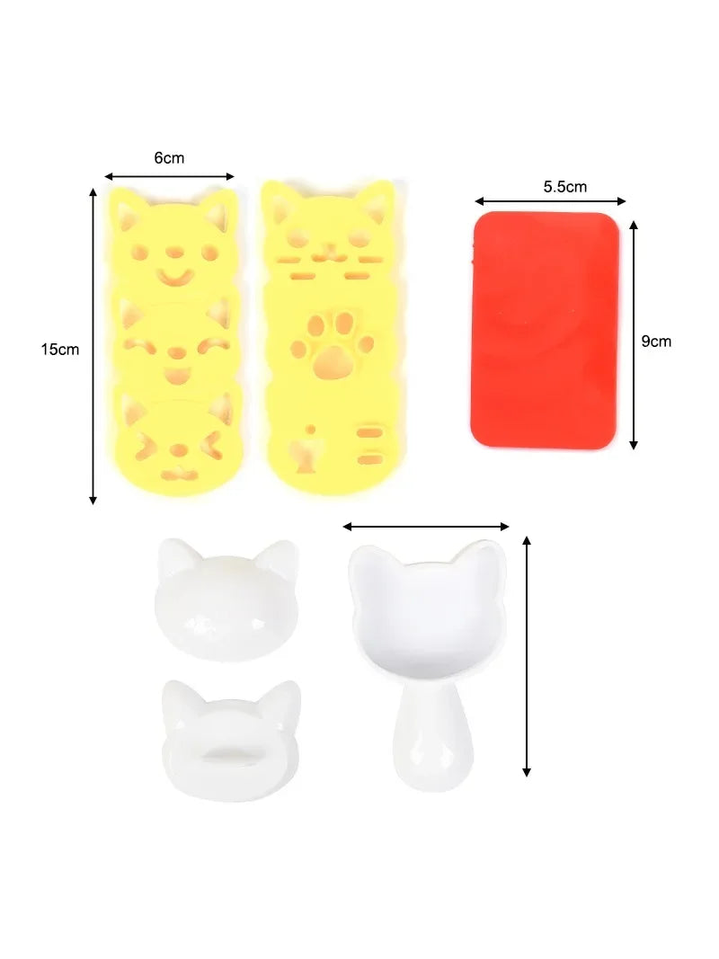 Rice Ball Mold Set Chicken Bear Kawaii Sushi Curry Rice Mould Pattern Bento Accessories Seaweed Cutter Kitchen Tools