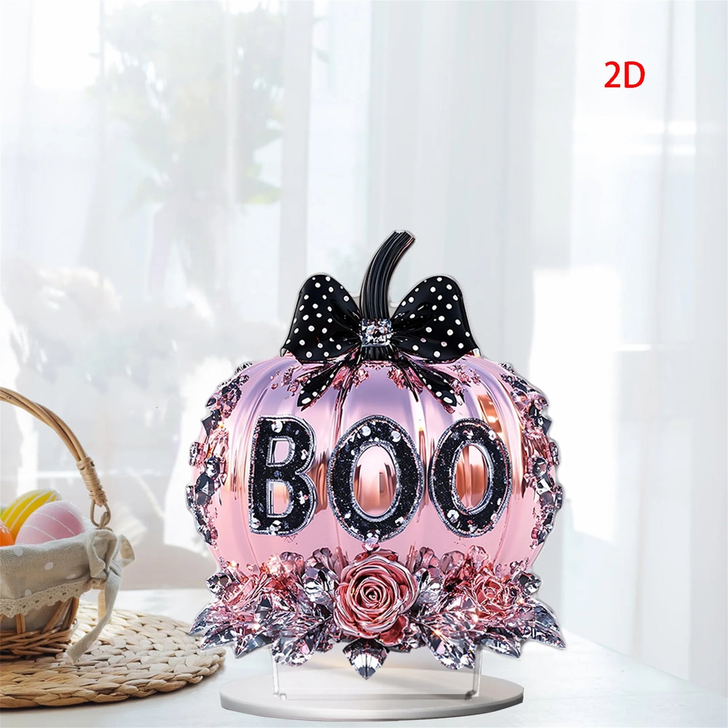 Halloween Party Decorations Spooky Acrylic Crystal Pumpkin 2D Flat Statue Ornament Table Centerpiece for Home Décor