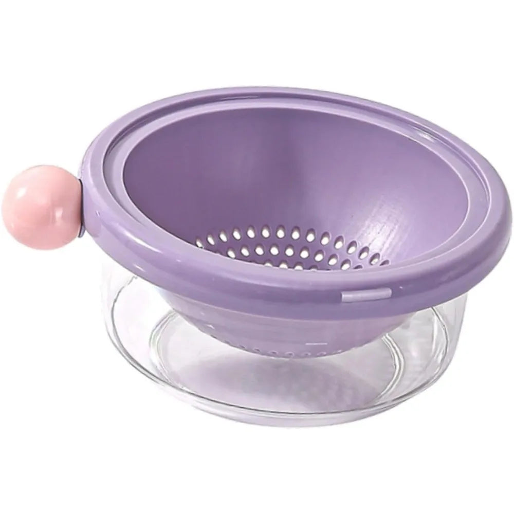Kitchen Strainer Colander Bowl Drain Bowl Double Layer Home Multifunctional 2 in Colander Set for Food Mixing Salad, Violet 24x1