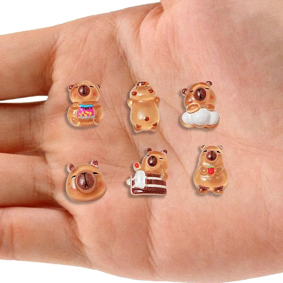 110PCS Mini Resin Capybara Decor for Dollhoe Resin Tiny Animals Figures to Hide Cute capibaras Gifts for Crafts Micro Miniature