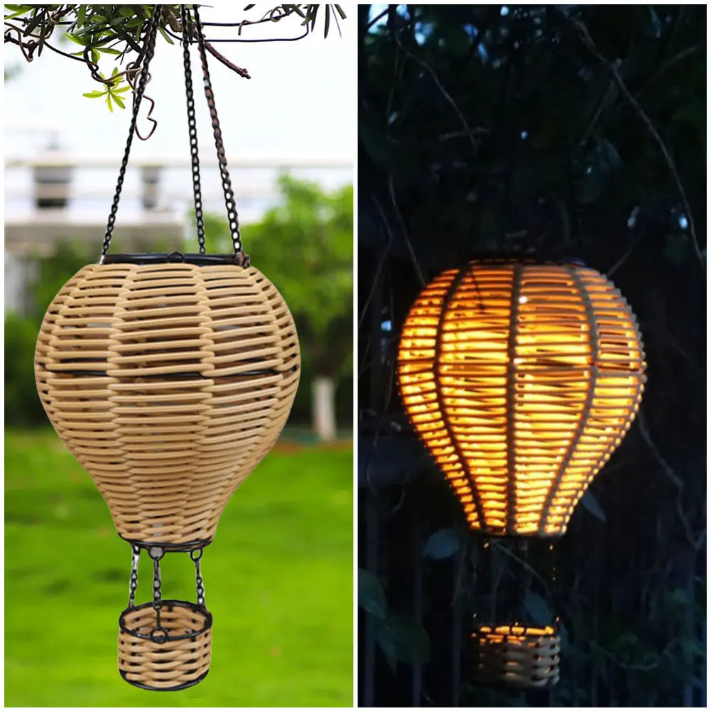 Solar Hot Air Balloon Lantern Hanging Solar Lantern Outdoor Lights Waterproof Lanterns Garden Patio Yard Party Decor