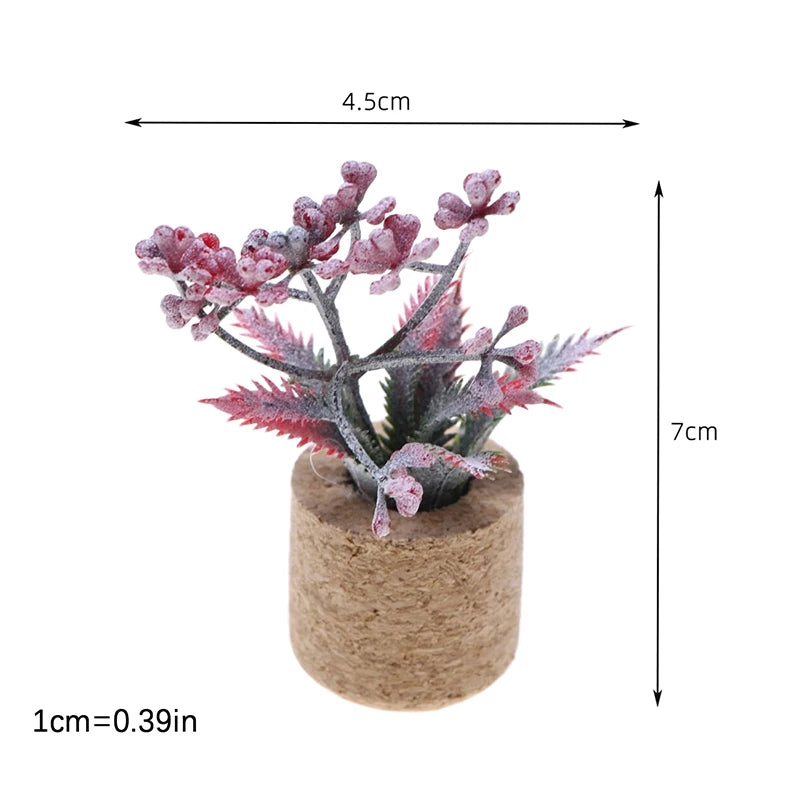 1:12 Dollhouse Simulation Flower Plant Potted Model Doll Home Miniature Green Plants Garden Decor Micro Landscape Ornament