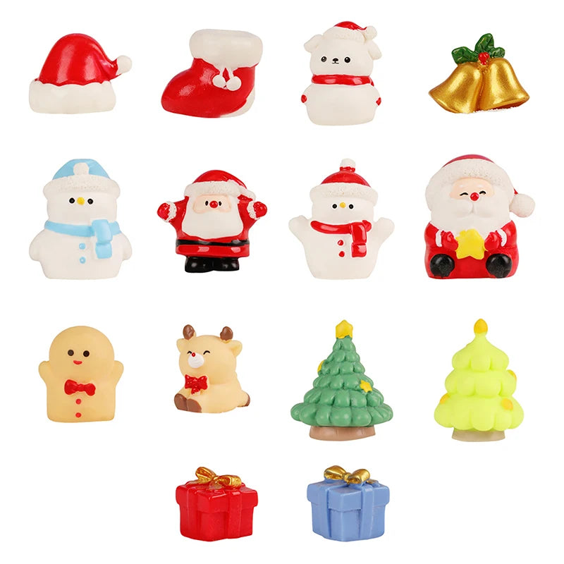 1Pc Mini Christmas Decoration Elk Christmas Figurines Fairy Garden Decor Snow Landscape Model Ornaments Resin Miniatures