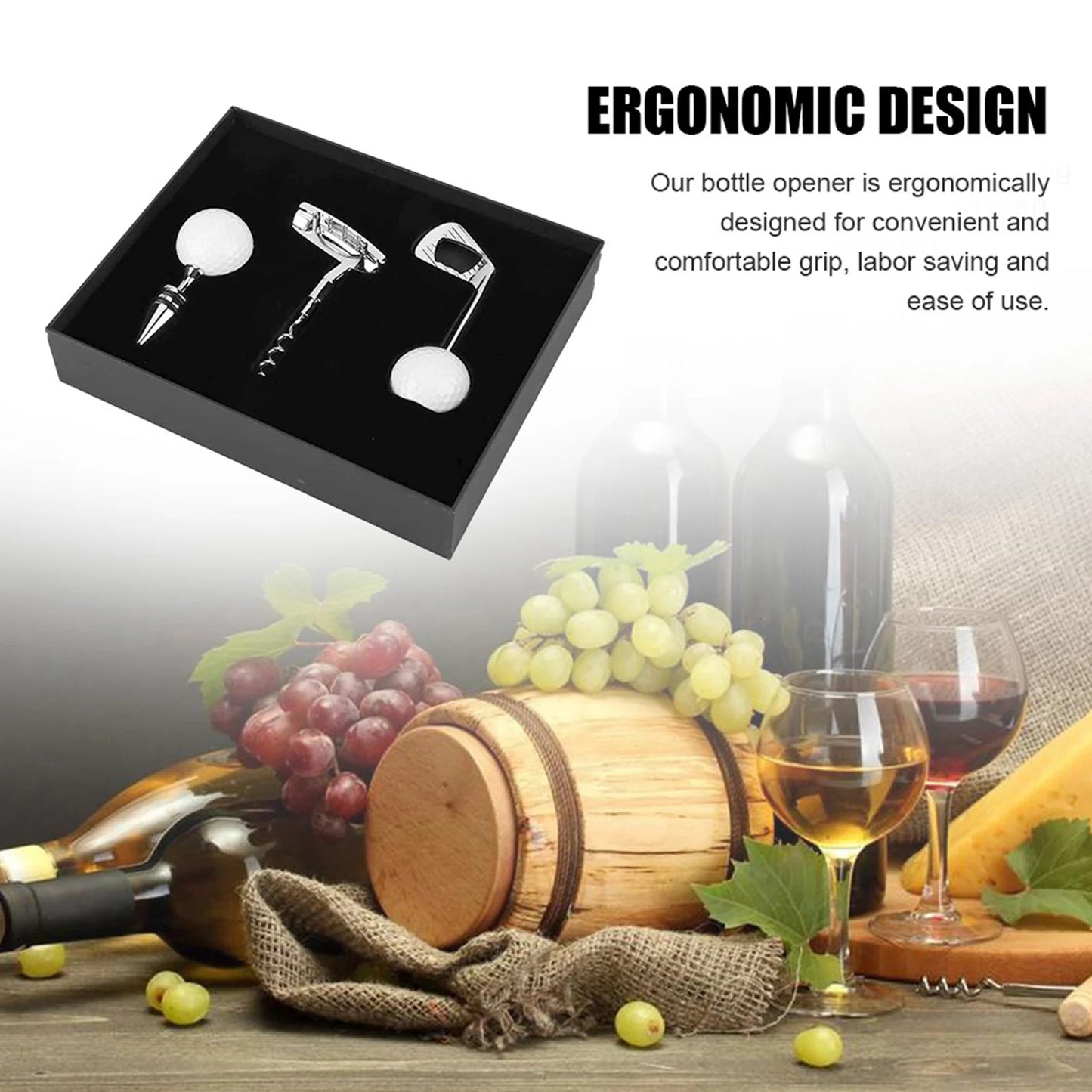 Golf Shaped Corkscrew Red Wine Beer Bottle Opener Cork Opener Club Bar Kitchen Tool Set