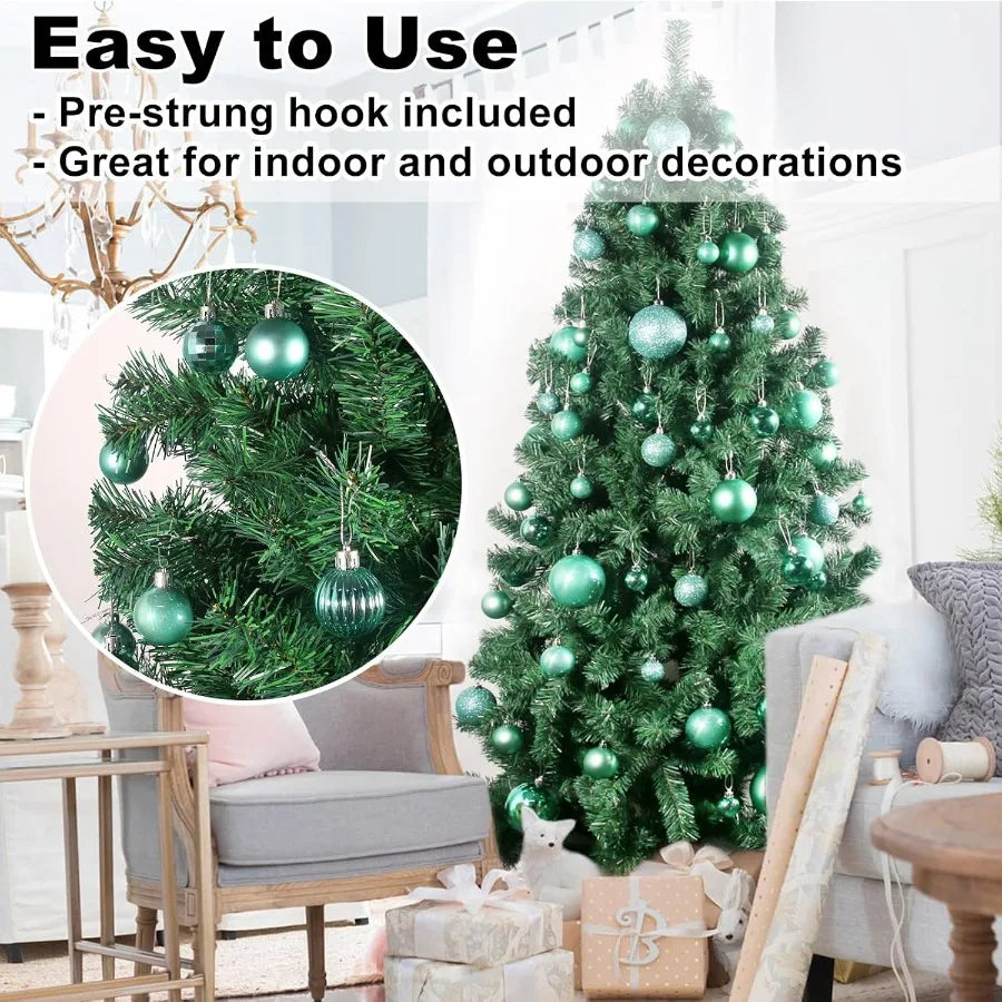 Christmas Balls Ornaments for Xmas Tree Shatterproof Christmas Tree Decorations Small Hanging Ball Teal 1.6in x 36 Pac