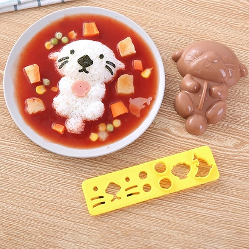 4PCS DIY Sandwich Rice Ball Mold Cartoon Marine Animals Sushi Mold Kitchen Gadgets Baby Kids Breakfast Sushi Bento Accessories
