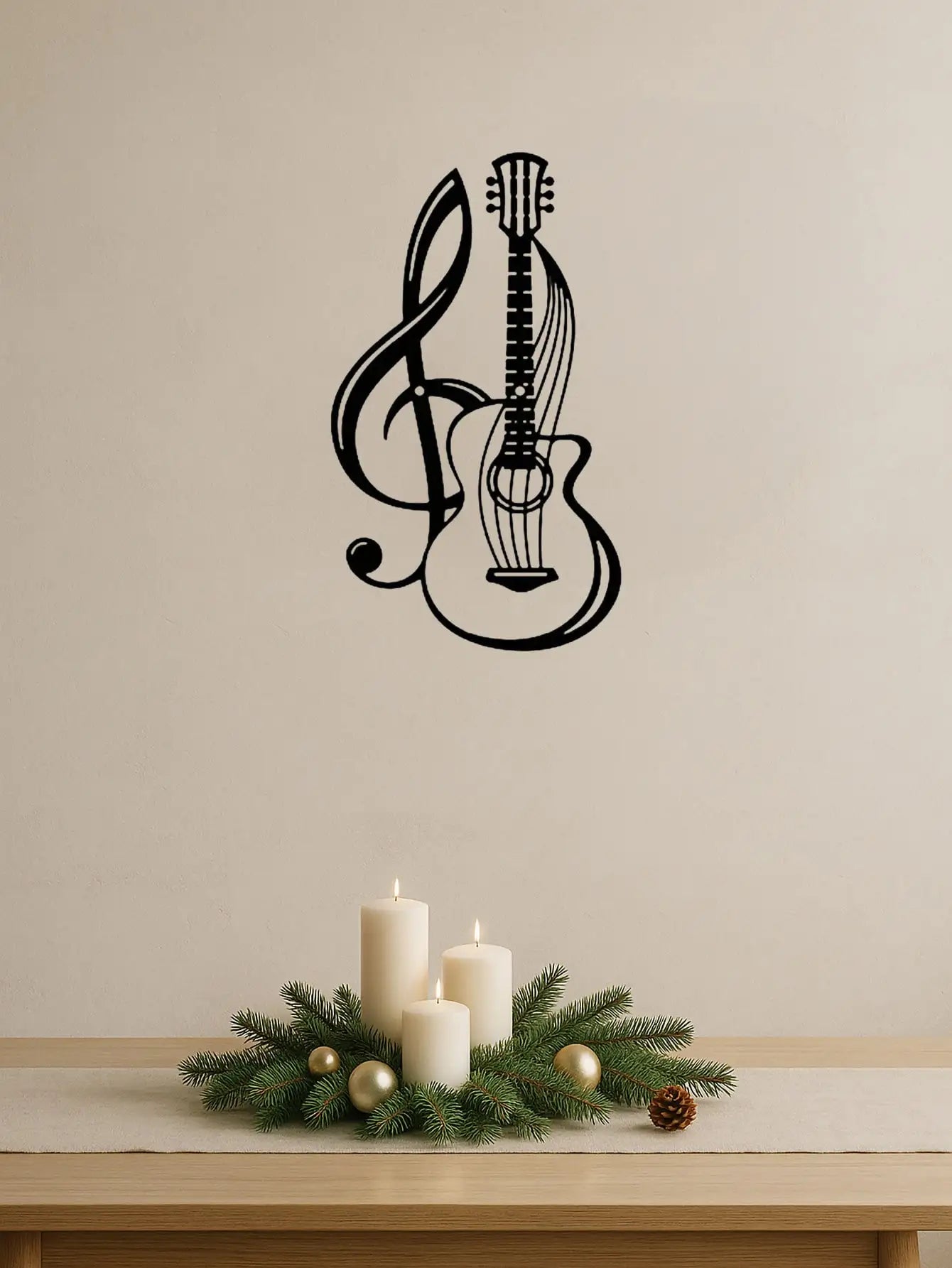 1PC Black Metal Guitar Wall Art (Wall Sculpture) |Creative Iron Hanging for Home | Music Lover Gift | Halloween & Christmas Gift