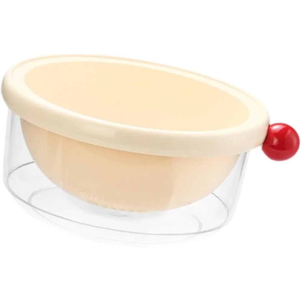Kitchen Strainer Colander Bowl Drain Bowl Double Layer Home Multifunctional 2 in Colander Set for Food Mixing Salad, White 24x10