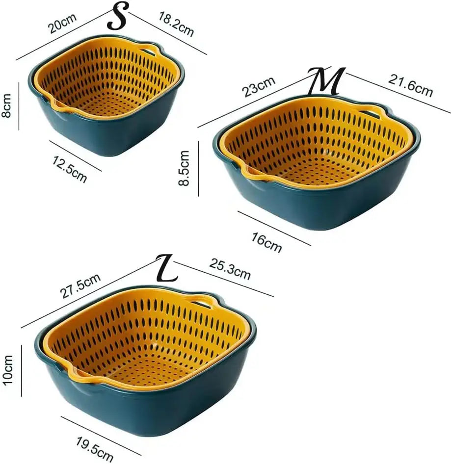 6Pcs Kitchen Multi-Layer Fruits Vegetable Washing Basket Kits/Kitchen Sink Colander Set/for Soaking and Washing Placing Fruit/Ve
