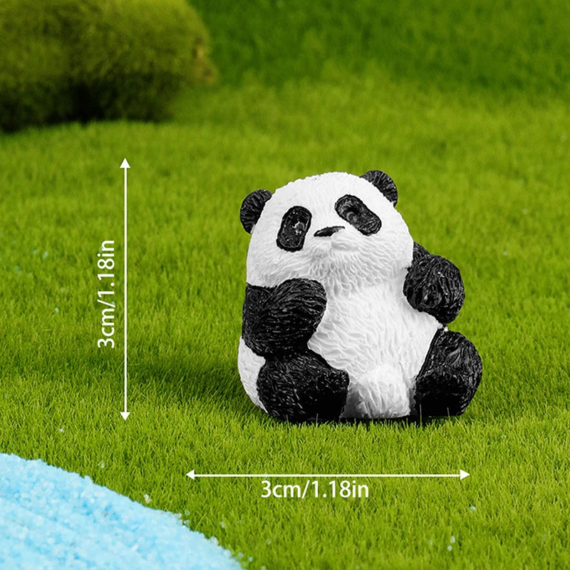 Mini Cute Panda Animals Figurine Animal Model Moss Micro Landscape Home Decor Miniature Fairy Garden Decoration Accessories