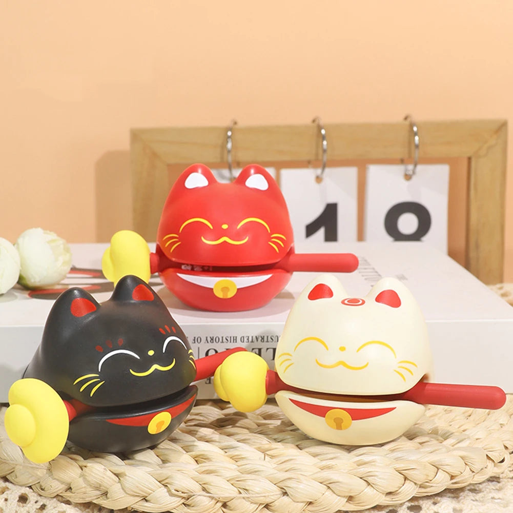 Decompression Wooden Fish Lucky Cat Wooden Fish Soundmaking Percussion Instrument Fortunate Wooden Fish Cat Figurines Decor