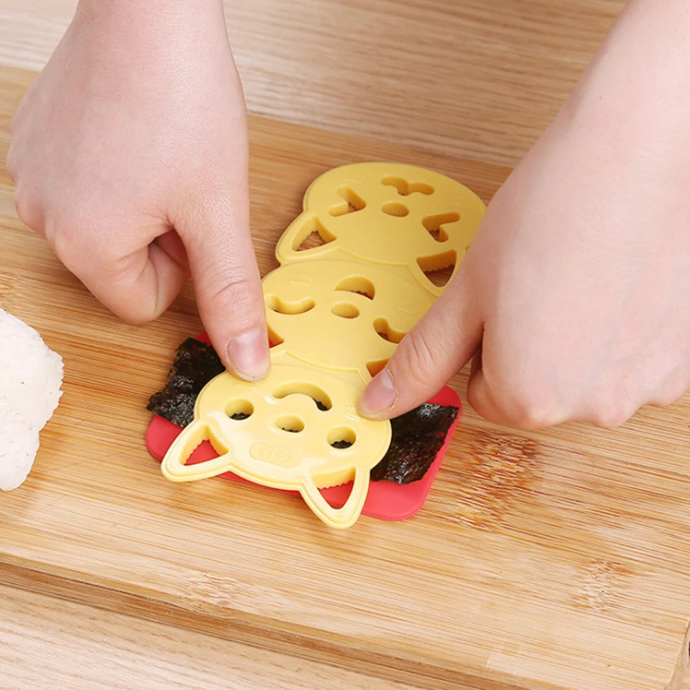 Cute Cat Rice Mould Rice Ball Mold Set for Kids Bento Accessories Cartoon Onigiri Mold for DIY Fun Lunch Box Picnic Tool