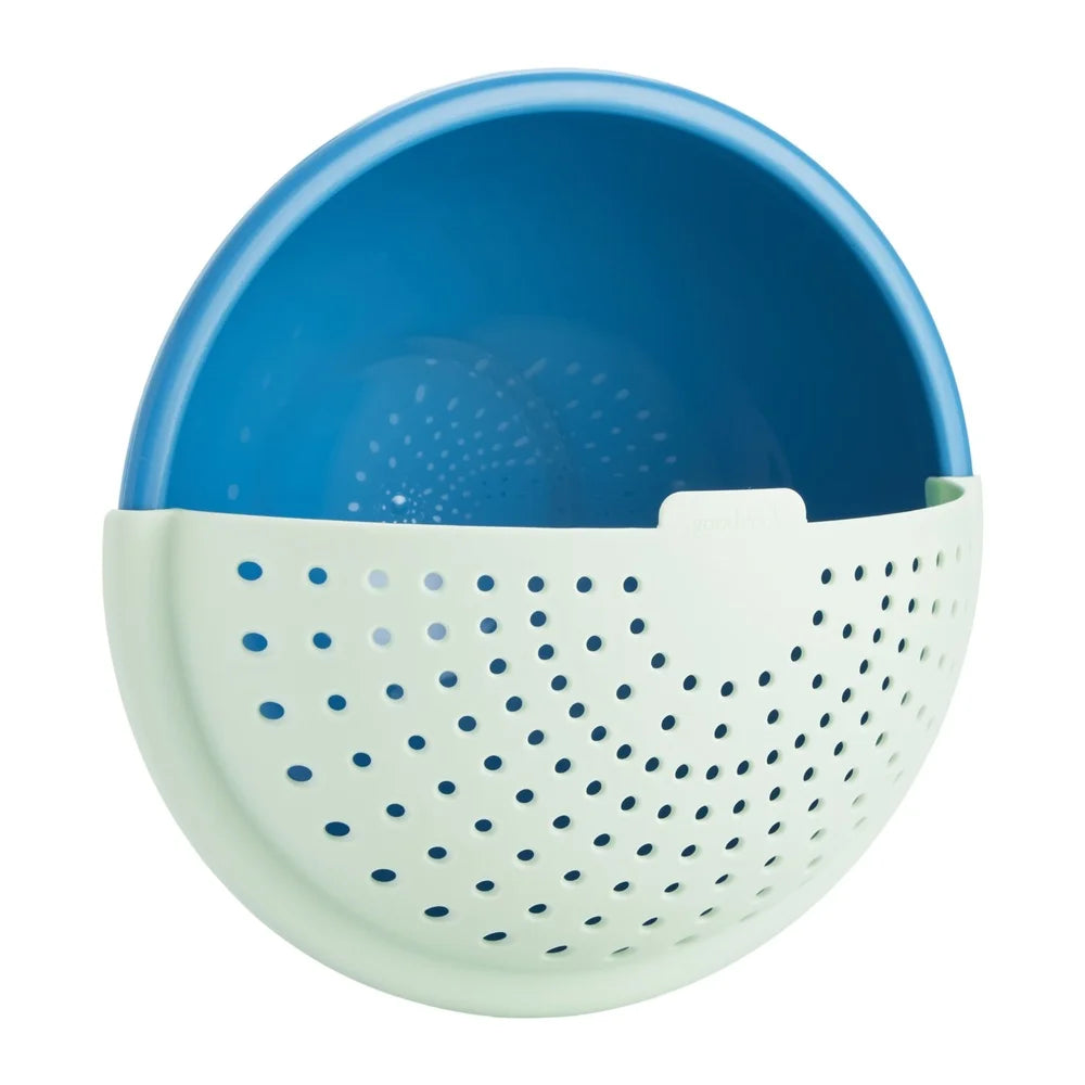 2-in-1 Soak Strain Colander Bowl Kitchen Tool Quick Drain Non-Slip Base Compact Storage Food Prep Utility