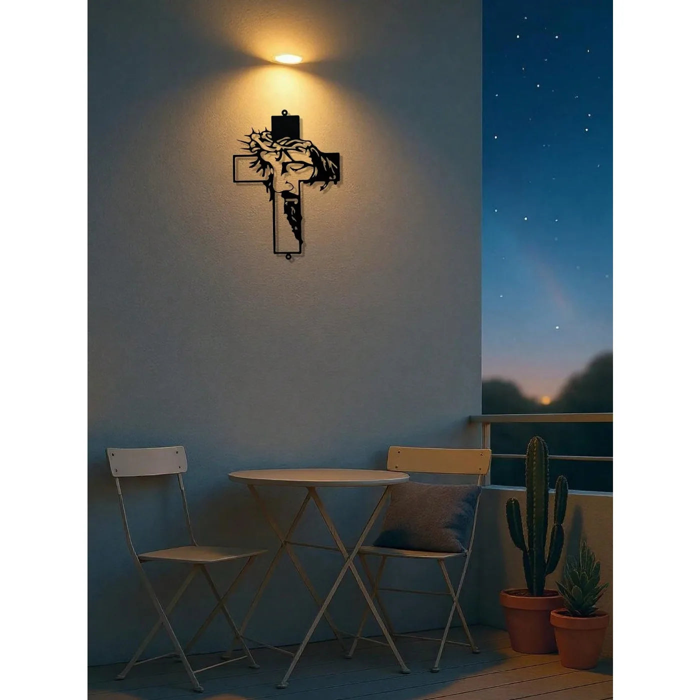 11.8 Inch Jesus Metal Cross Wall Sculpture – Rustic Christian Decor – Halloween, Christmas Gift