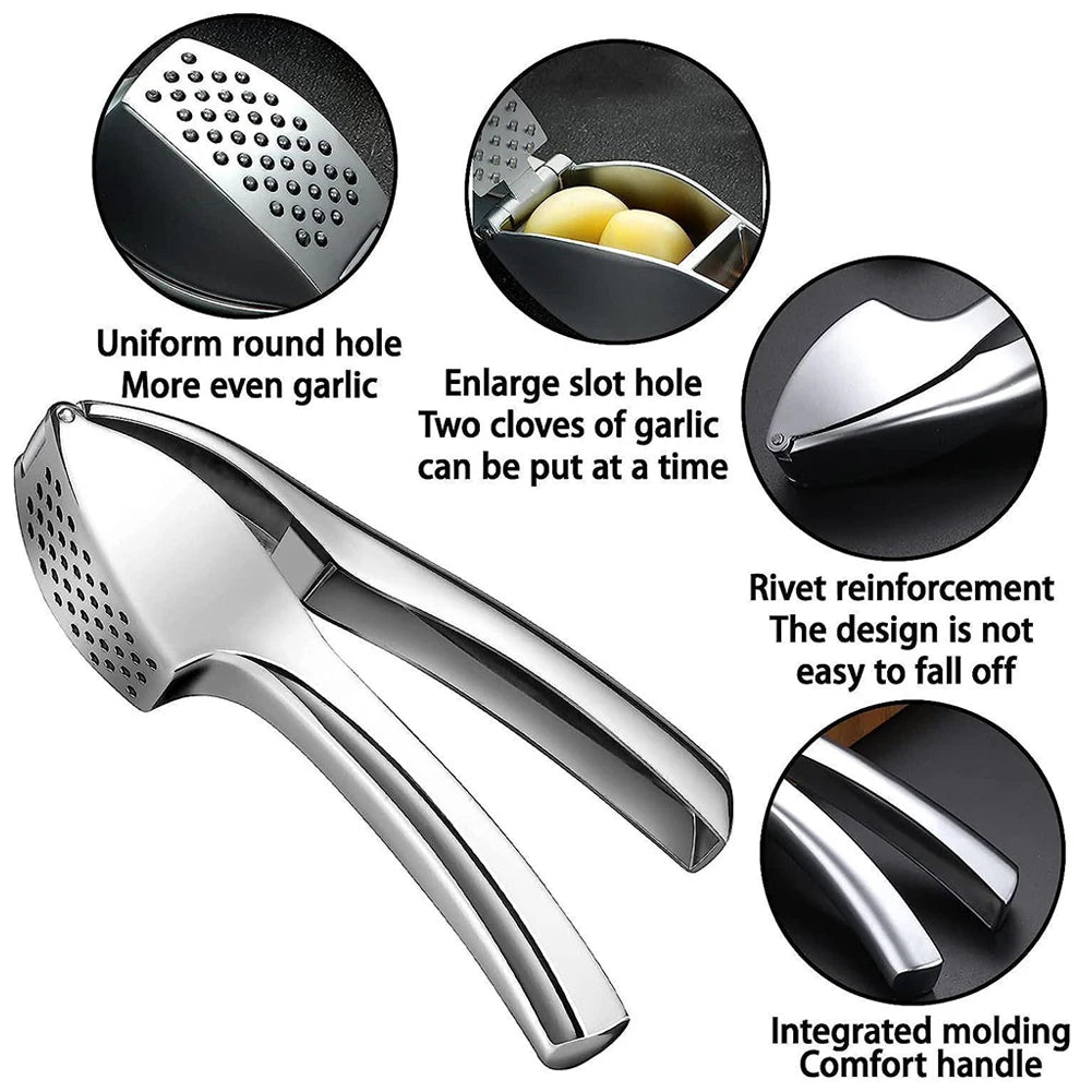 Garlic Mincer Tool Garlic Press Detachable for Easy Cleaning Super Easy To Use Garlic Presser with Easy-Squeeze Ergonomic Handle
