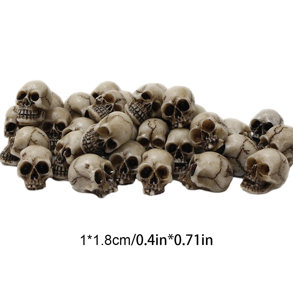20Pcs Decorative Skeleton Model Collectable Halloween Miniature Skulls Heads Festival Theme Landscape Garden Potted Plant Decor
