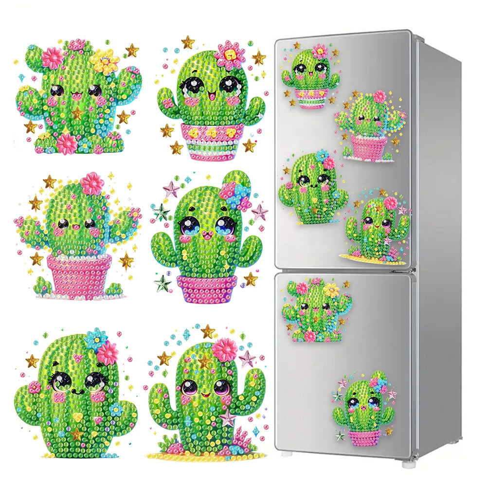 6Pcs Acrylic Beach Diamond Painting Refrigerator Magnet Diamond Painting Fridge Magnet DIY Fridge Stickers for Car Mailbox Decor