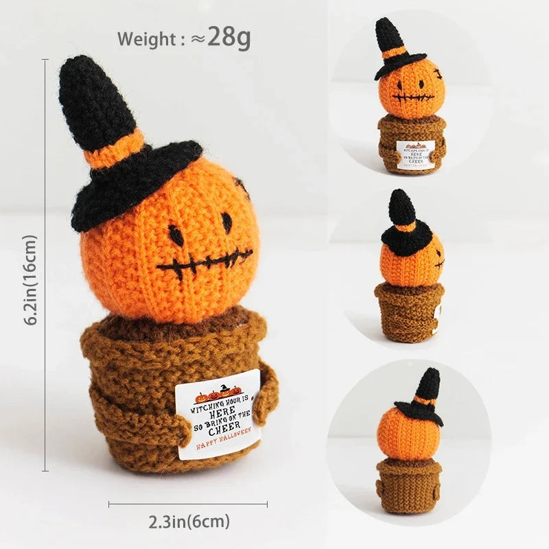 Halloween Pumpkins Crochet Punpkin Ghost Sunflower Desktop Ornament Decoration Halloweren Gift Potted Plant Summerween