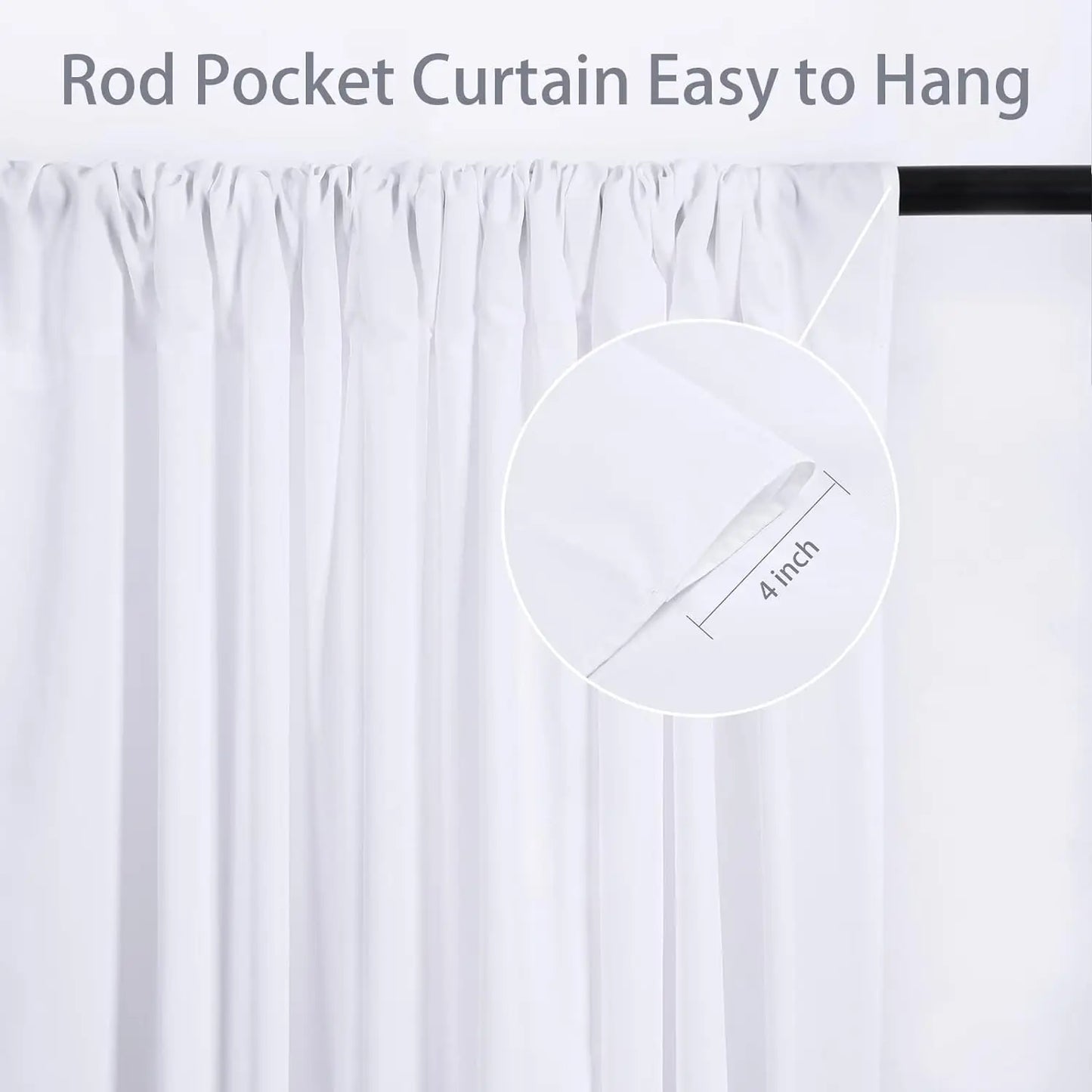 20x10 ft Wrinkle Free White Backdrop Curtains for Parties, Polyester Photo Backdrop Drapes 4 Panels 5x10ft for Wedding Birthday