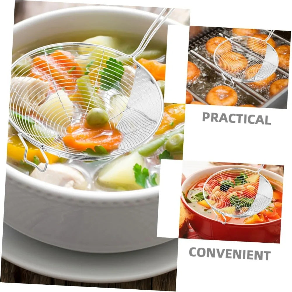 1pc Stainless Steel Skimmer Ladle Portable Colander Spoon for Cooking Efficient Oil Strainer Convenient Hanging Hook for Home R