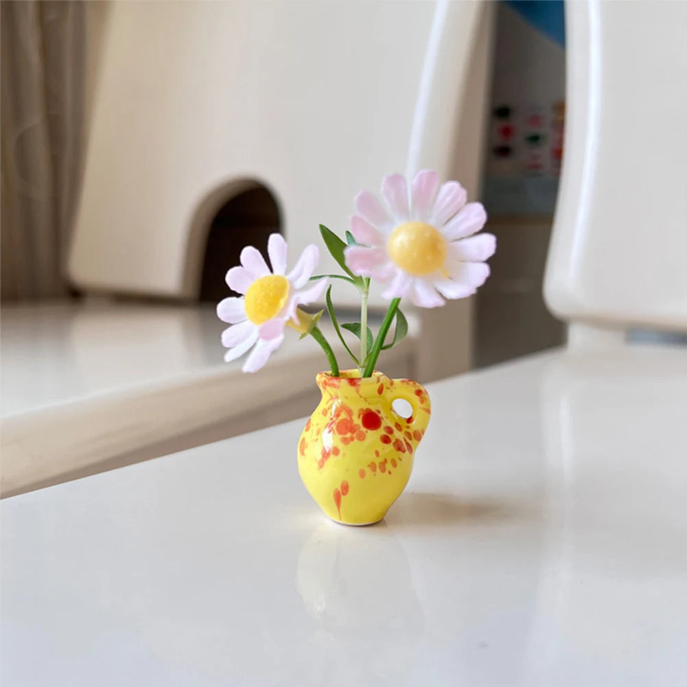 8/6/5Pcs Cute Refrigerator Magnets Ceramic Vase 3D Fridge Stickers Kitchen Office Refrigerator Decoration Kitchen Decoration