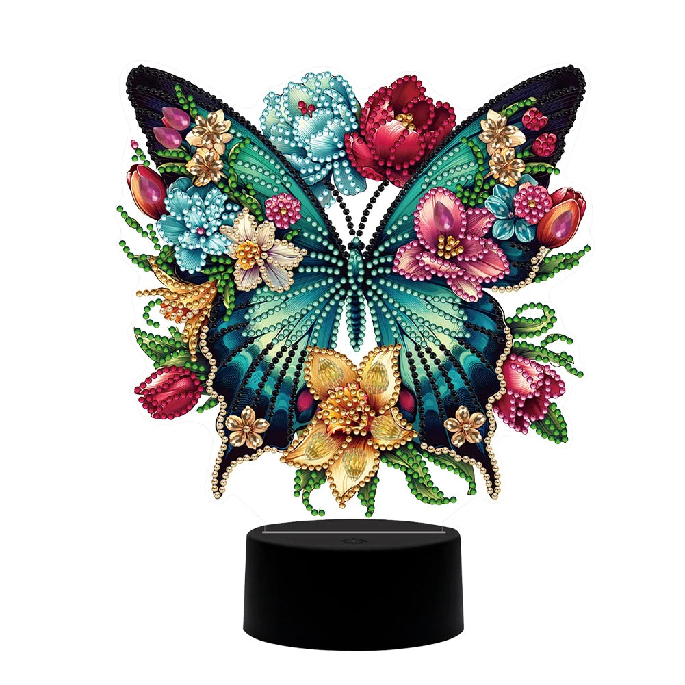 DIY Diamonds Painting Animals Table Lamp Handmade Diamond Mosaic Lamp LED Diamond Embroidery Night Lamp for Office Desktop Decor