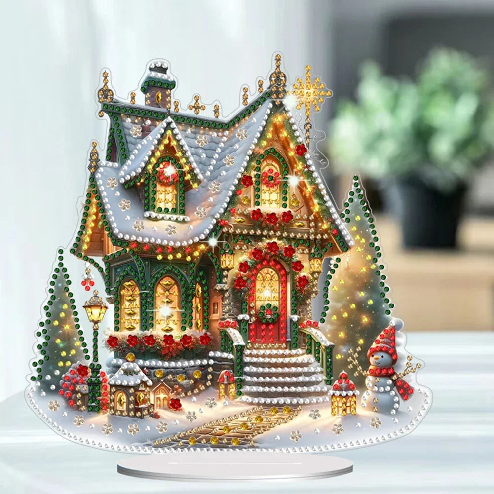 Acrylic Christmas House Table Top Diamond Painting Ornament Kits 5D DIY Diamond Art Tabletop Decorations Home Bedroom Decor