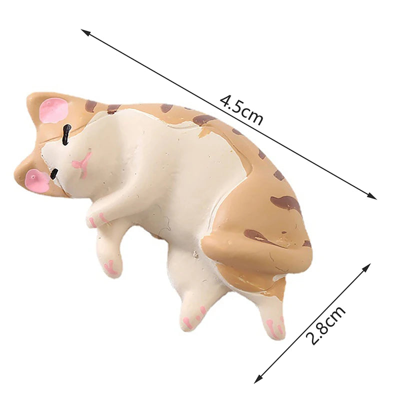 6pcs Kawaii Resin Mini Sleeping Cat Mini Figures Miniature Things Statues Dollhouse Room Home Decor Items Desk Accessories