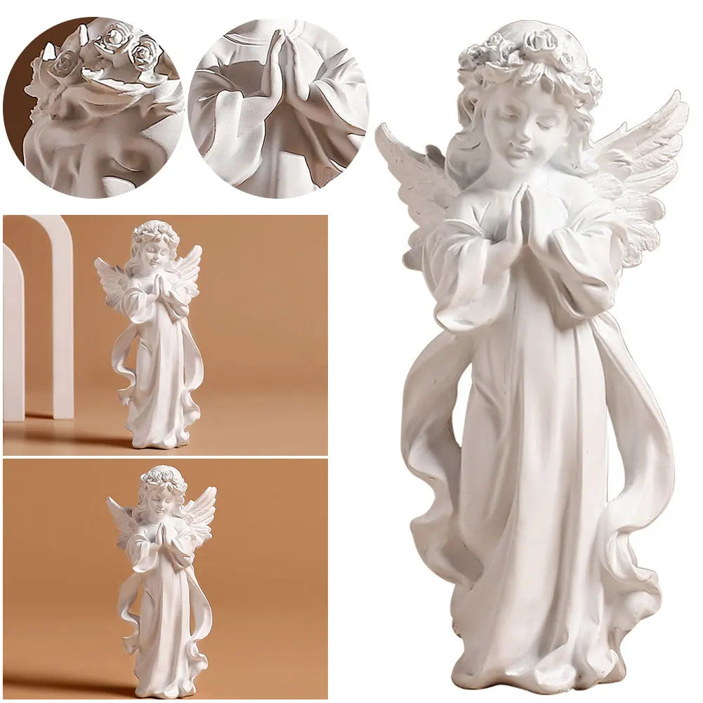 Praying Angel Figurine European Style Cute Angel Ornaments Waterproof Desktop Angel Decor Outdoor Garden Decor