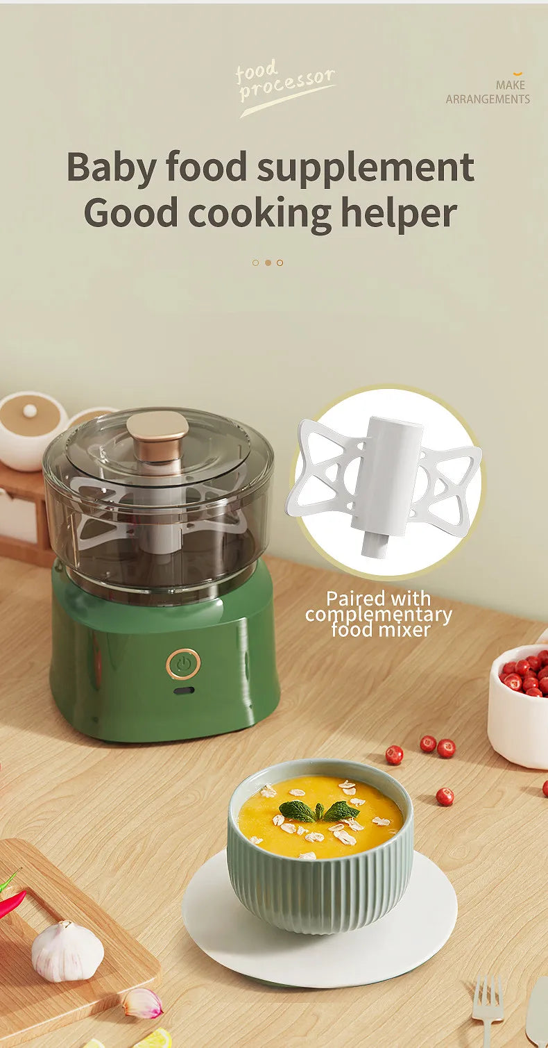 Kitchen Food Shredder Vegetable Meat Grinder 350ml Mini Wireless Electric Garlic Press Dual Purpose Garlic Puree Usb Charging