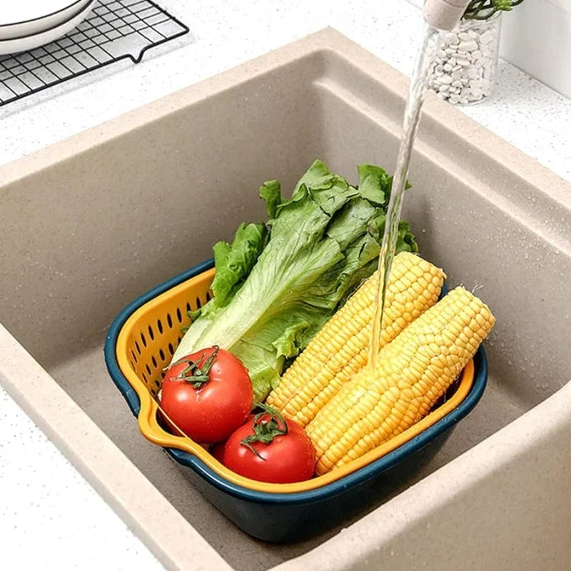 Reusable Kitchen Sink Vegetable drainer Fruit basket For fruit washing Plastic basin vegetable washing basin drain basket Basin