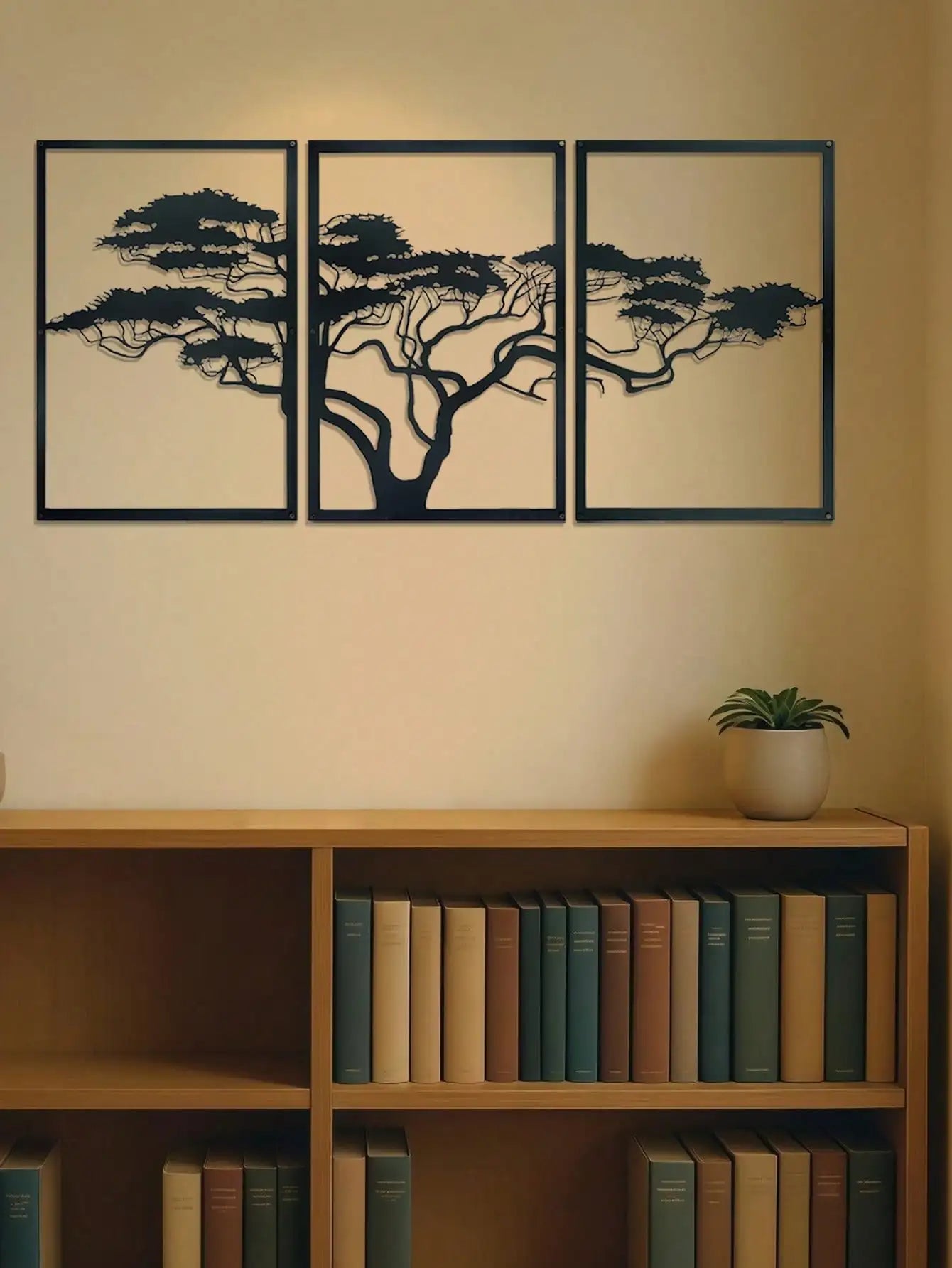 Premium 3-Piece Tree of Life Metal Wall Art Set - Elegant Black Bohemian Wall Decor for Living Room, Bedroom, Office, Bathroom