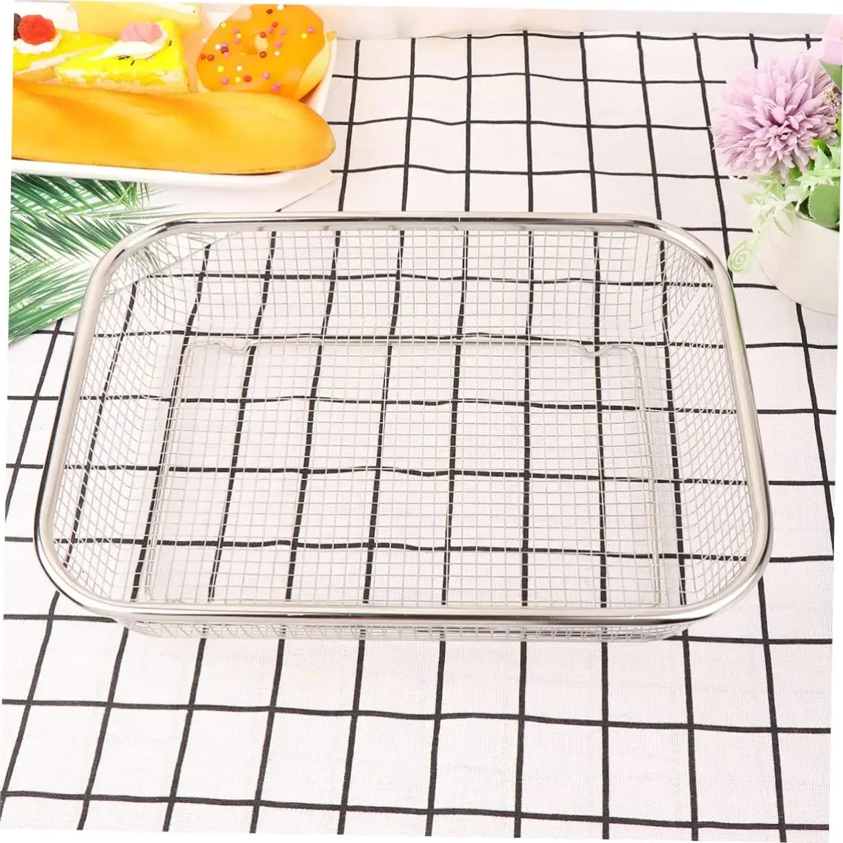 Versatile Kitchen Helper: 1pc Thickened Stainless Steel Drain Basket Strainer Bowl Fruit Vegetable Basket Kitchen Must-have