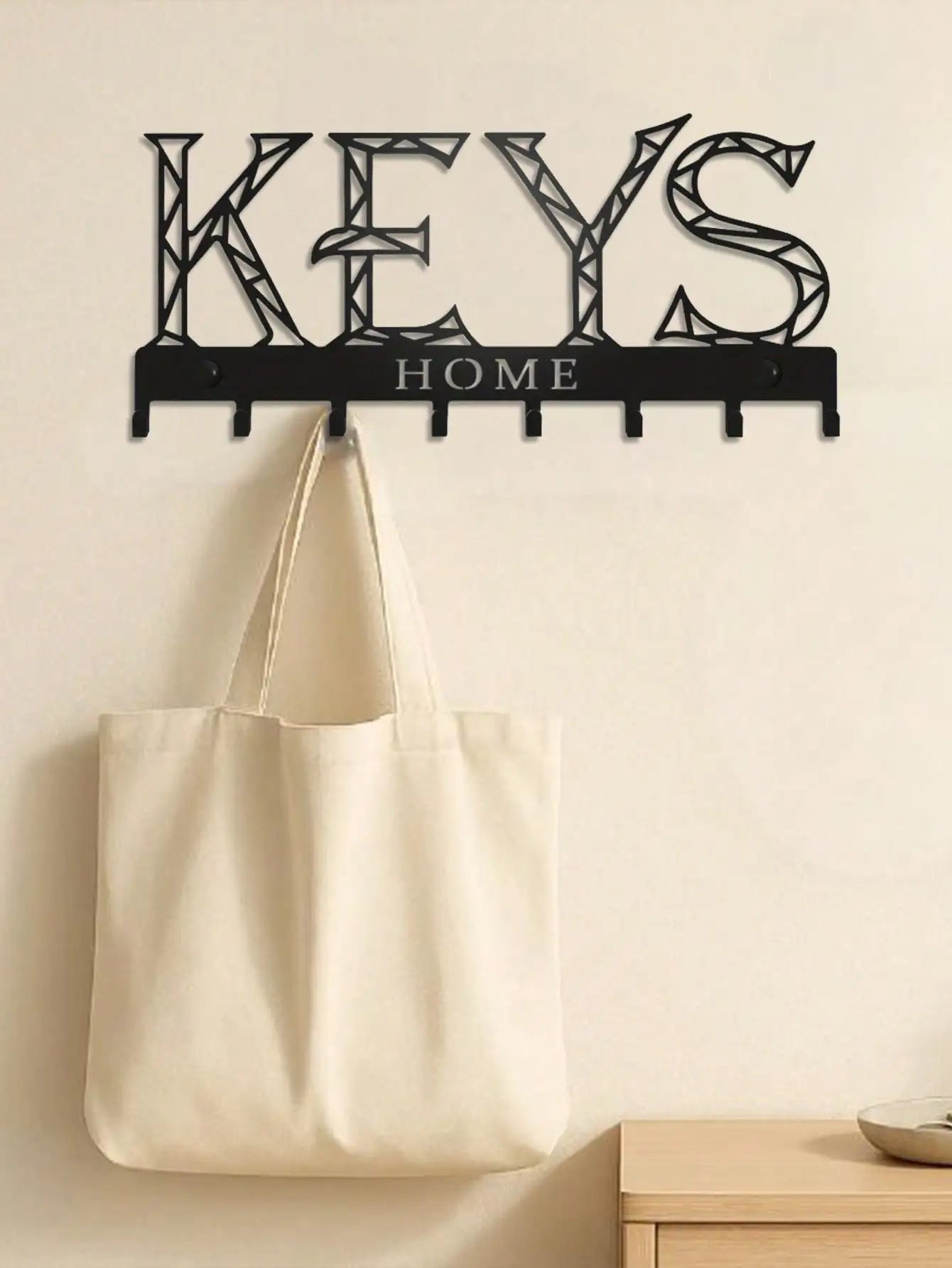 Black Metal Wall Sculpture Hook Organizer – Multi-Purpose Holder – Minimalist Decor – Halloween, Christmas Gift