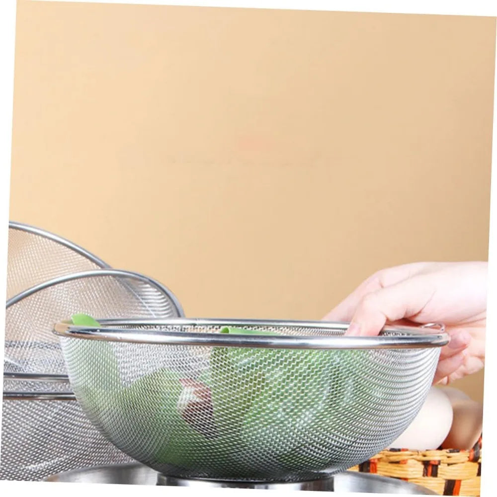 Stainless Steel Fine Mesh Drain Basket for Washing Fruits and Vegetables Non-deforming Strainer for Kitchen Use for Food Prepar