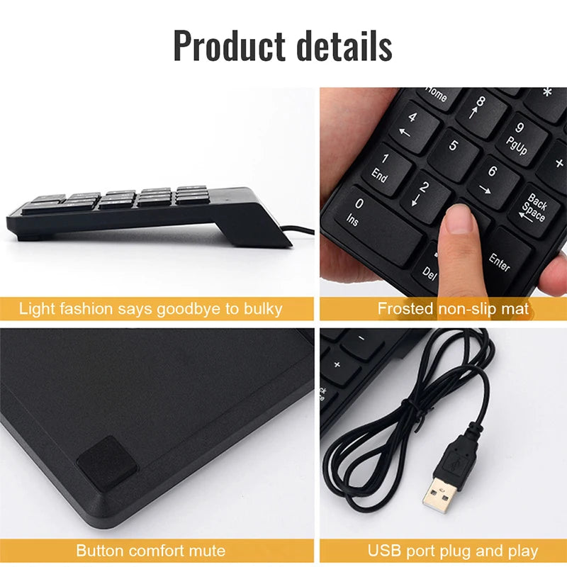 Universal numeric keypad USB Wire Mini number Keyboard keycap for Laptop Desktop PC Computer Numpad 18 Keys Keyboard accountant
