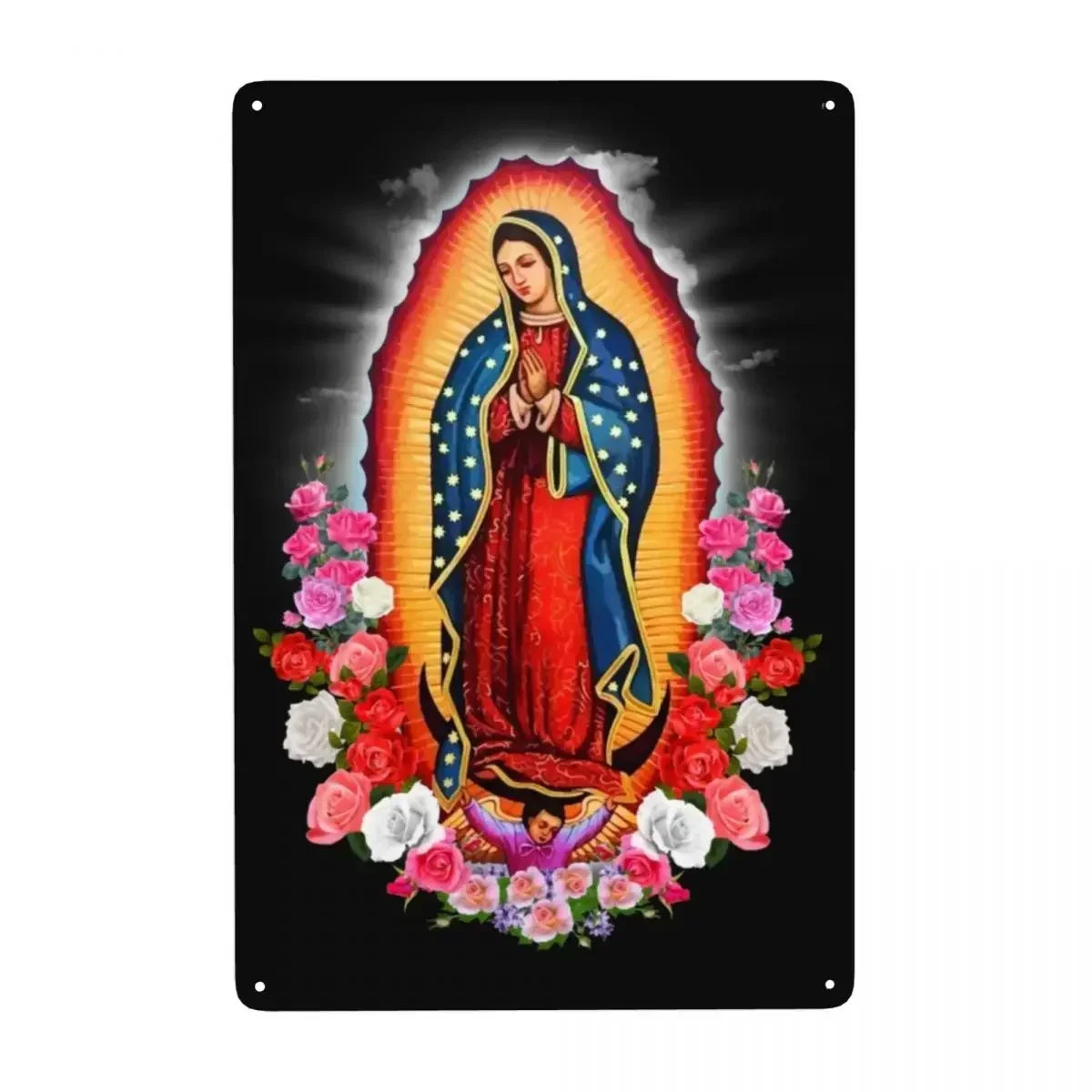 Retro Virgin Mary Of Guadalupe Metal Tin Sign - Custom Mexico Catholic Saint Plaque, Pub Cafe Yard Home Decor