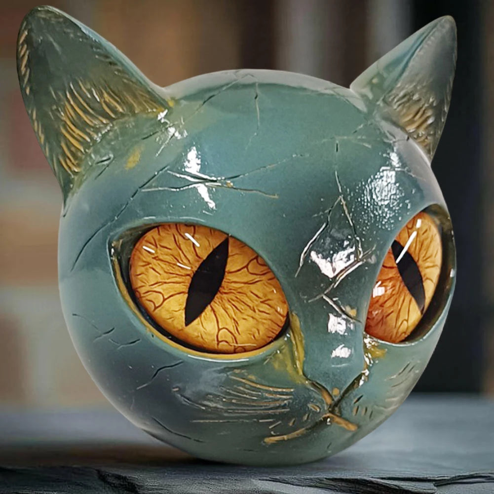 Decorative Cat Stone Figurine Marble Texture Cat Stone Kitten Sculpture for Keepsake Gift Office Desk Decor