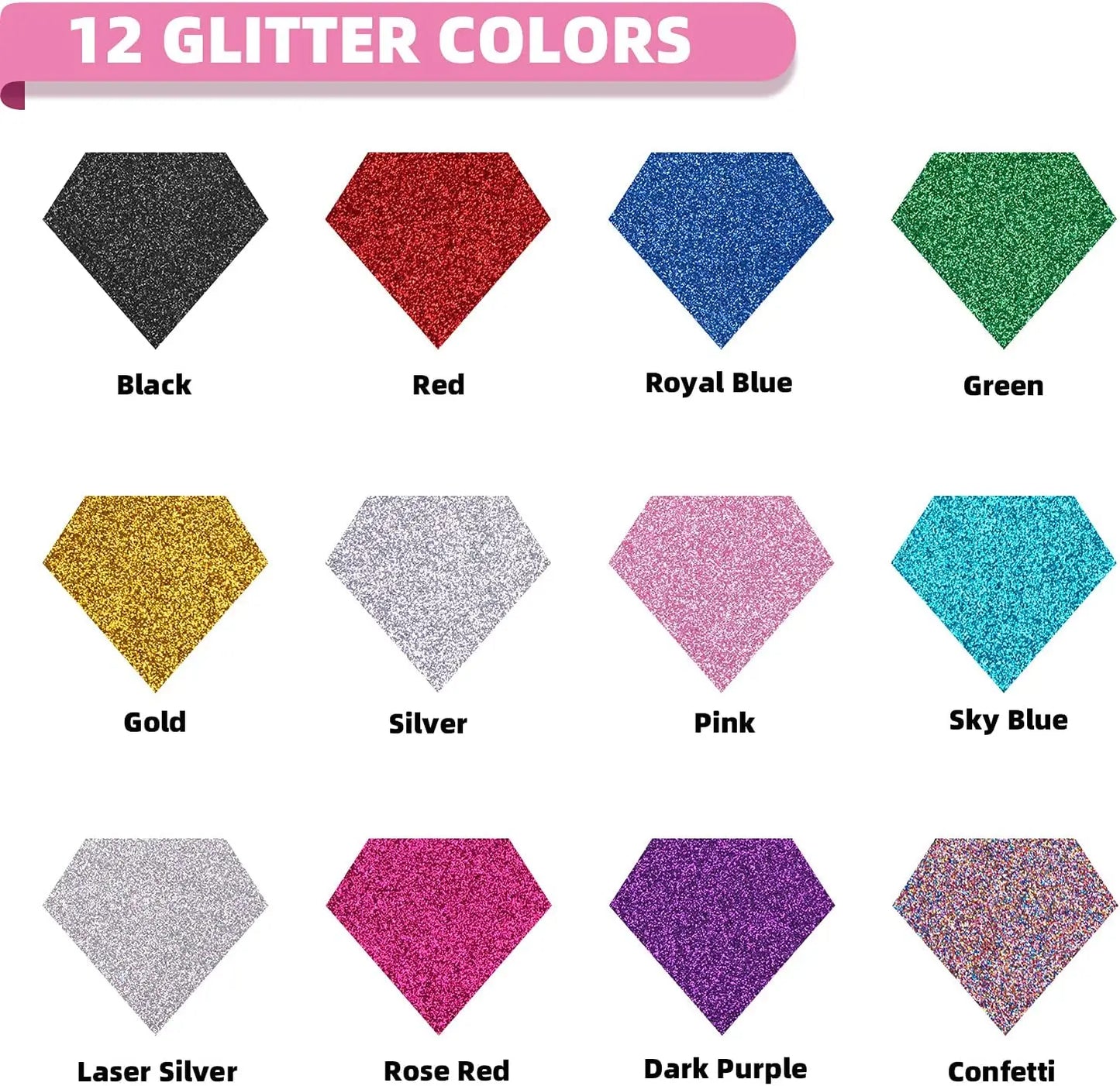 HTVRONT 12 Pack Glitter HTV Heat Transfer Vinyl Roll 12 in x 5 ft for Cricut T-shirt Printing DIY Iron on HTV Film Christmas