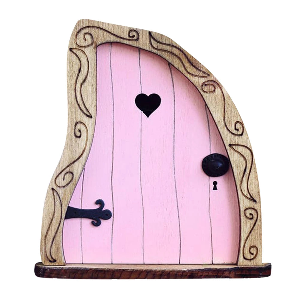 Miniature Fairy Door Wooden Elf Door Ornament Creative Dollhouse Fairy Door for Trees Garden Decor