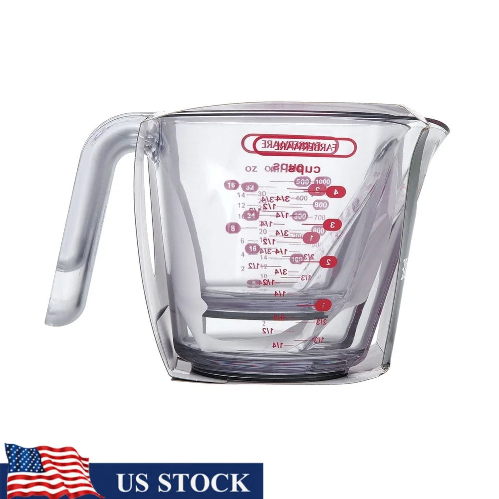 Professional Set of 2 Nesting Measuring Cups Easy Read Design Dishwasher Safe Space Saving Versatile Liquid Measuring Kitchen
