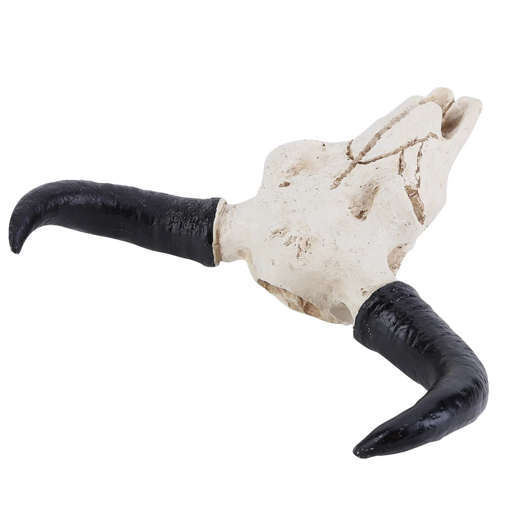 Longhorn Cow Skull Head Ornament Wall Hanging Animal Wildlife Sculpture Figurines Crafts Realistic for Home Halloween Decor