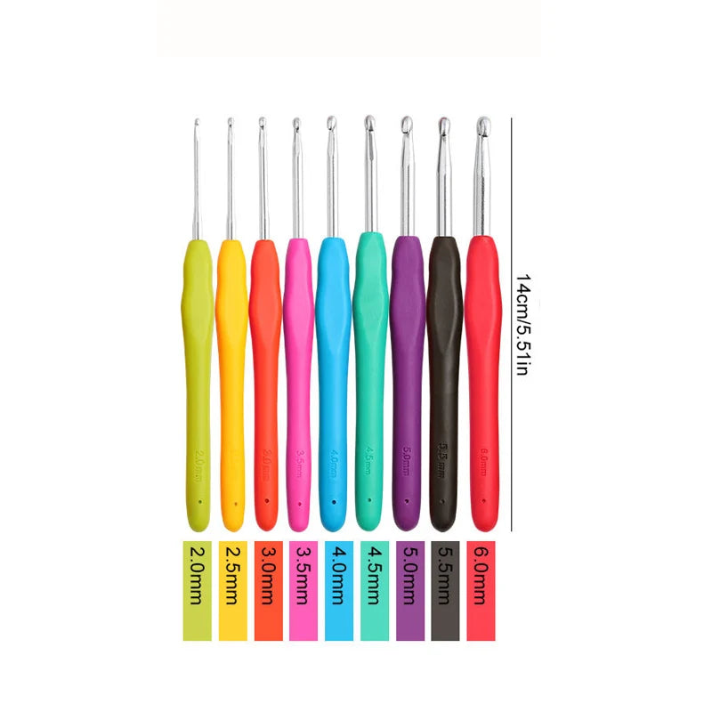 Large Crochet Hooks 2.0~10.0mm Soft Grip Yarn Needle Kits Knitting Needles with Ergonomic Handles
