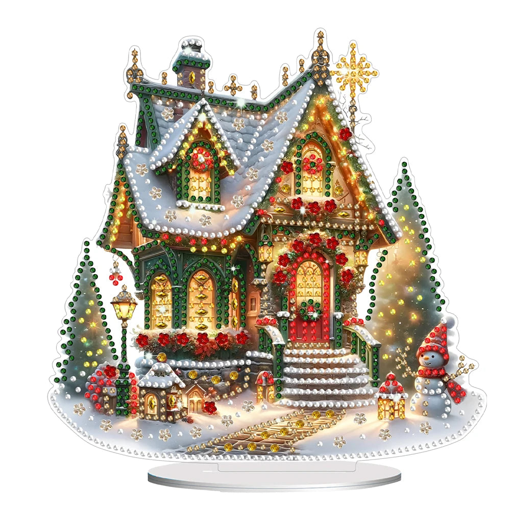 Acrylic Christmas House Table Top Diamond Painting Ornament Kits 5D DIY Diamond Art Tabletop Decorations Home Bedroom Decor