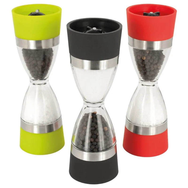 Manually 2 in 1 Hourglass Shape Dual Salt Pepper Mill Spice Grinder Pepper Shaker for Kitchen Cooking Tools Easy to Clean CA