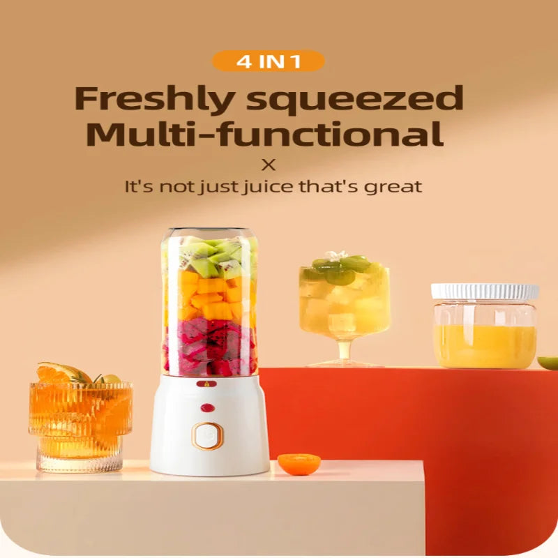 Portable USB Rechargeable Juicer with Dual Cups Compact Lightweight for Fresh Juice on-the-go Perfect for Travel and Gym