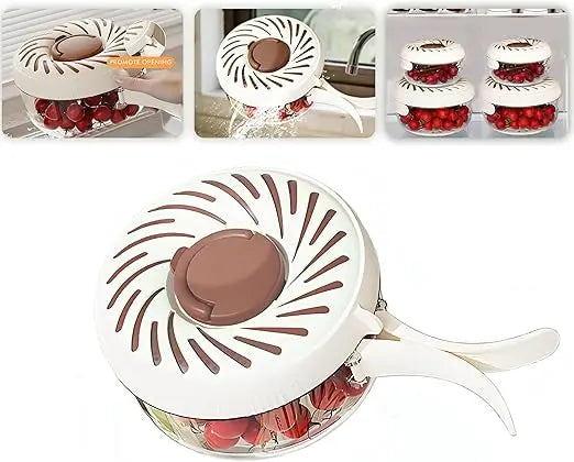 2025 New Fruit Washing Bowl with Strainer Lid and Handle,3 in 1 Multipurpose Drain Basket,Fruit and Vegetable Washer,Fruit Colan