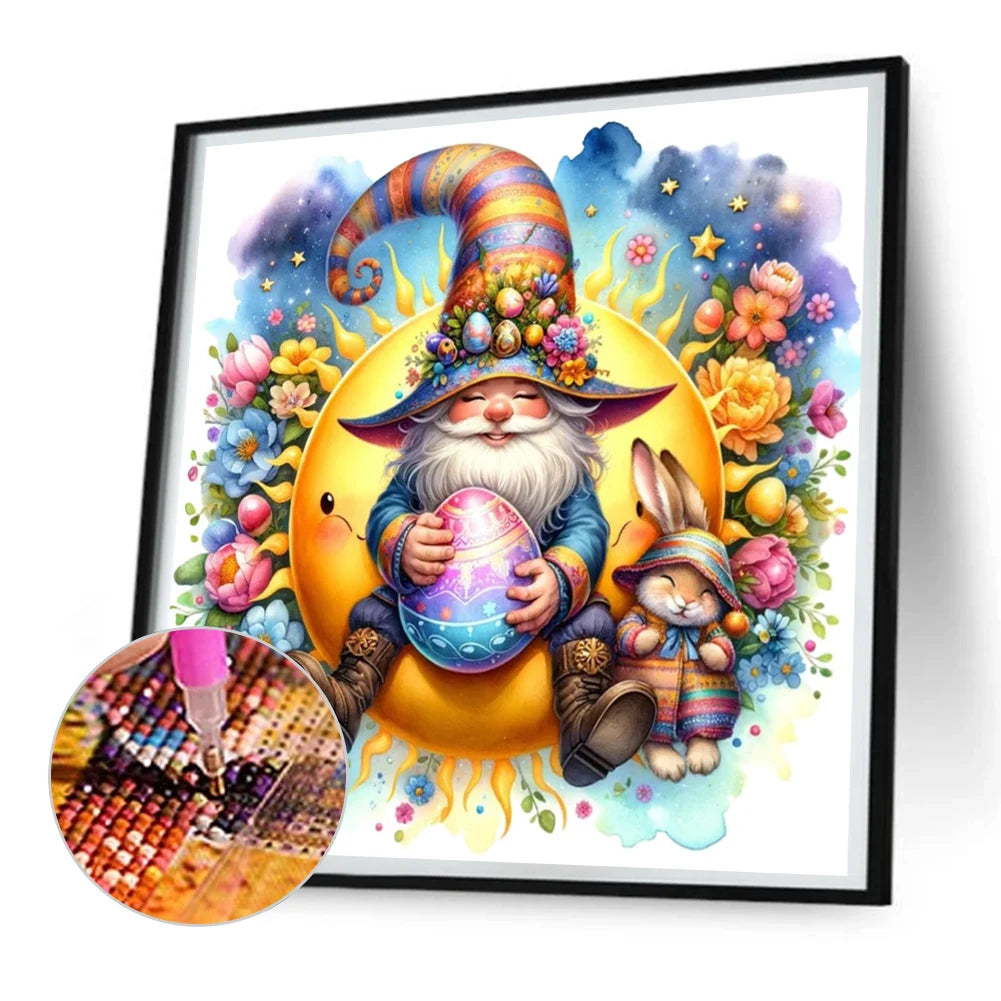 30*30CM 5D DIY Full Round Drill Diamond Painting Easter Gnome Egg Kit Home Decoration Art Craft Mosaic Painting