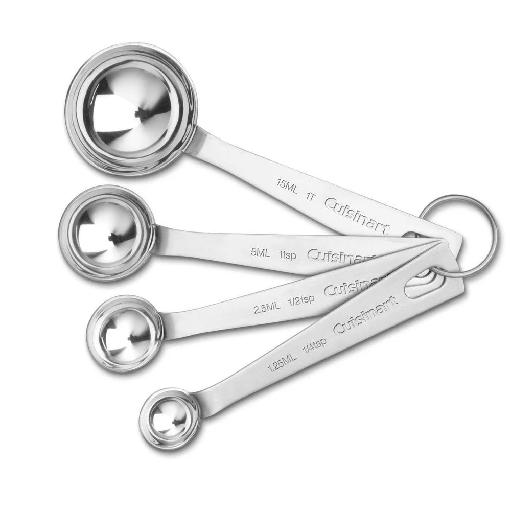 Stainless Steel Measuring Spoons Set of 4 Dishwasher Safe Kitchen Tools with Storage Ring Teaspoon and Tablespoon Included