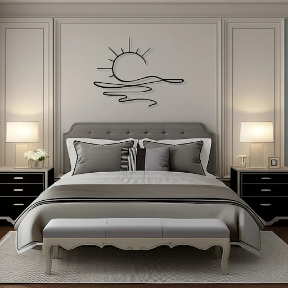 Modern Sunrise Iron Wall Art - Minimalist Metal Decor for Home & Office